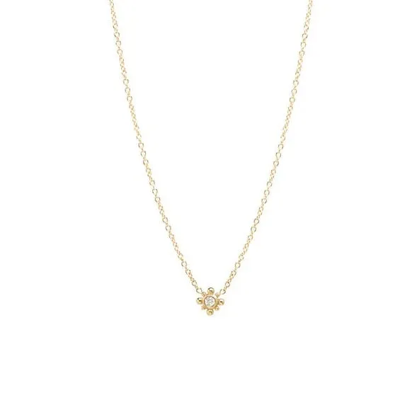 Tiny Bead Diamond Starburst Necklace