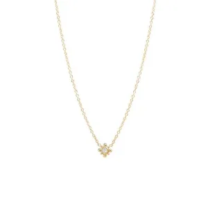 Tiny Bead Diamond Starburst Necklace