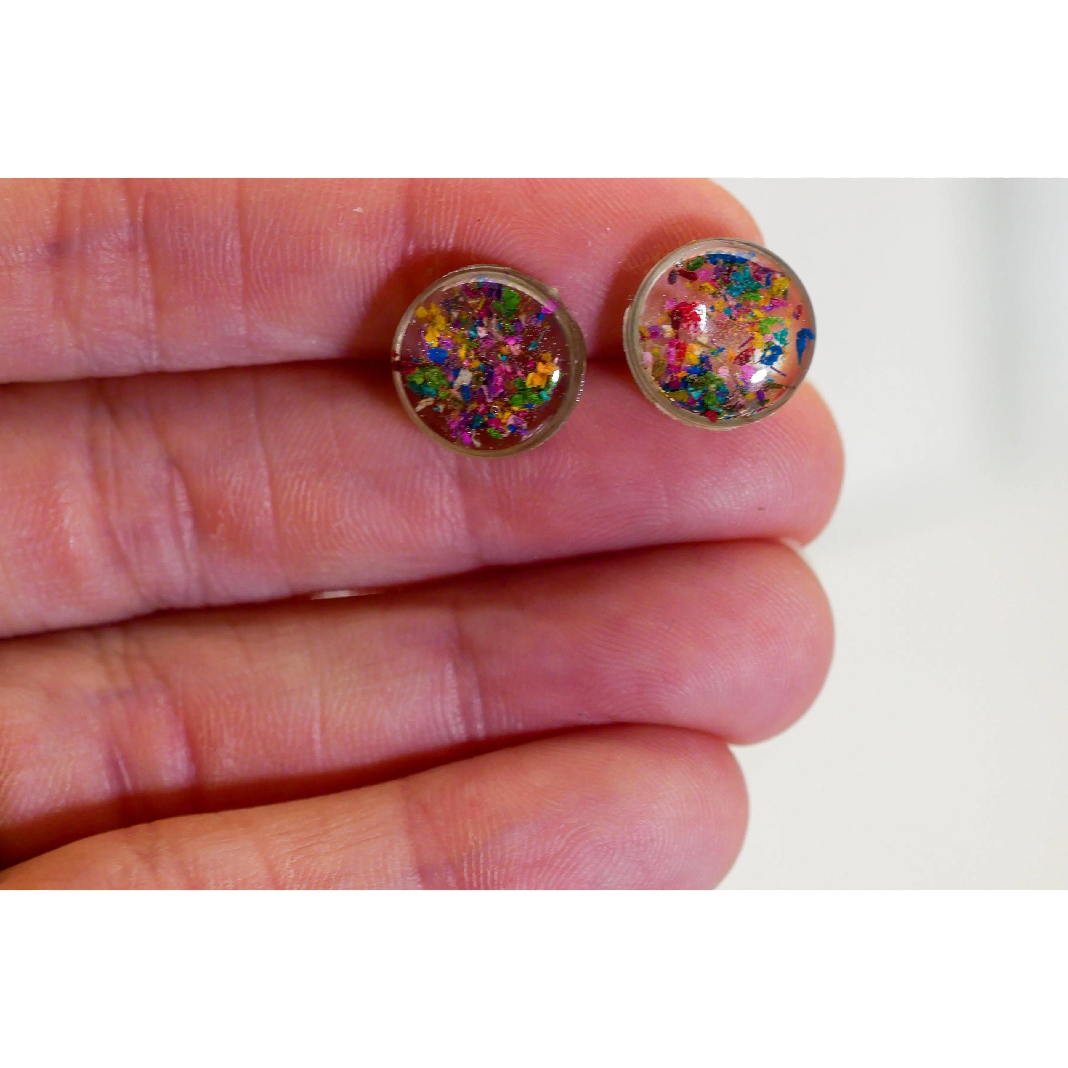 Tiny  Flowerfetti  rainbow stud earrings