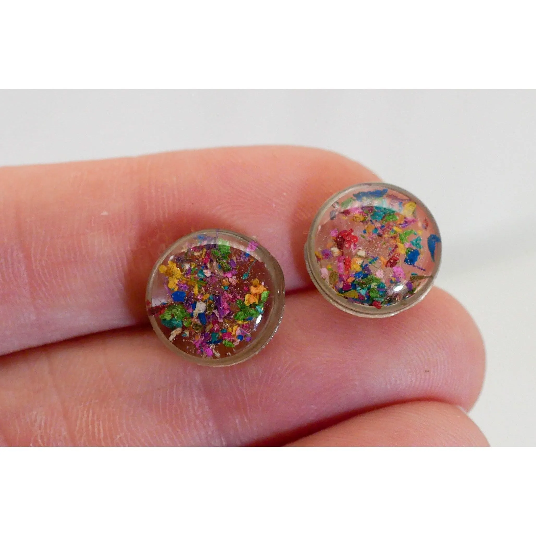 Tiny  Flowerfetti  rainbow stud earrings