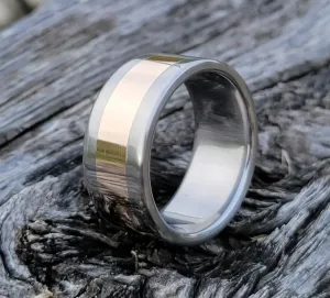 Titanium and copper mens ring