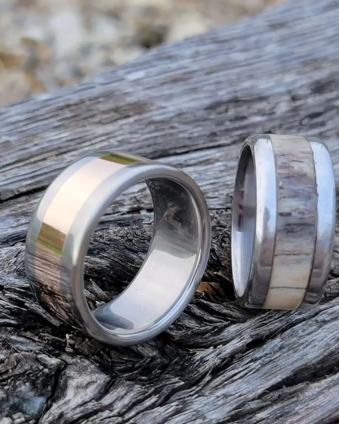 Titanium and copper mens ring