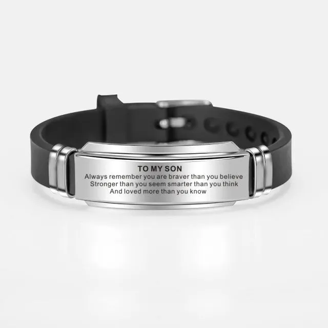 To My Son Inspirational Bracelet Men  Stainless Steel
