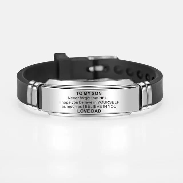 To My Son Inspirational Bracelet Men  Stainless Steel