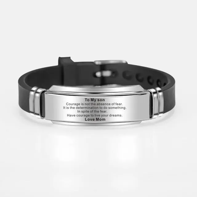 To My Son Inspirational Bracelet Men  Stainless Steel