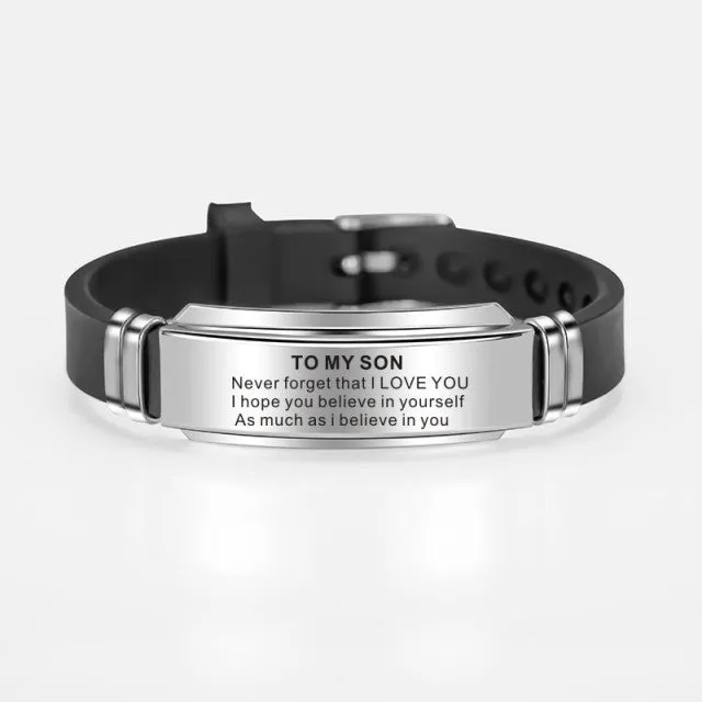 To My Son Inspirational Bracelet Men  Stainless Steel