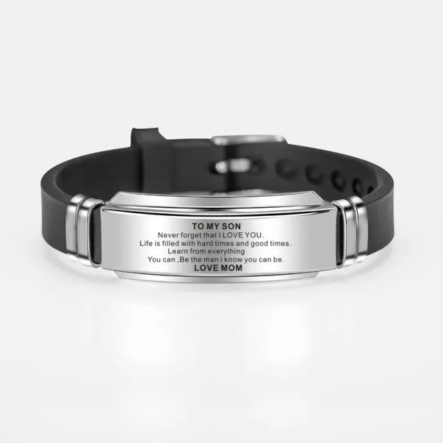 To My Son Inspirational Bracelet Men  Stainless Steel