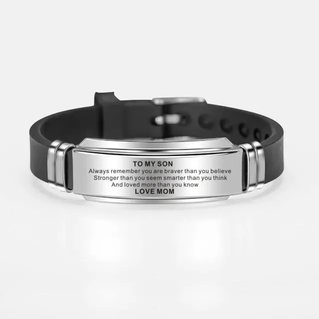 To My Son Inspirational Bracelet Men  Stainless Steel