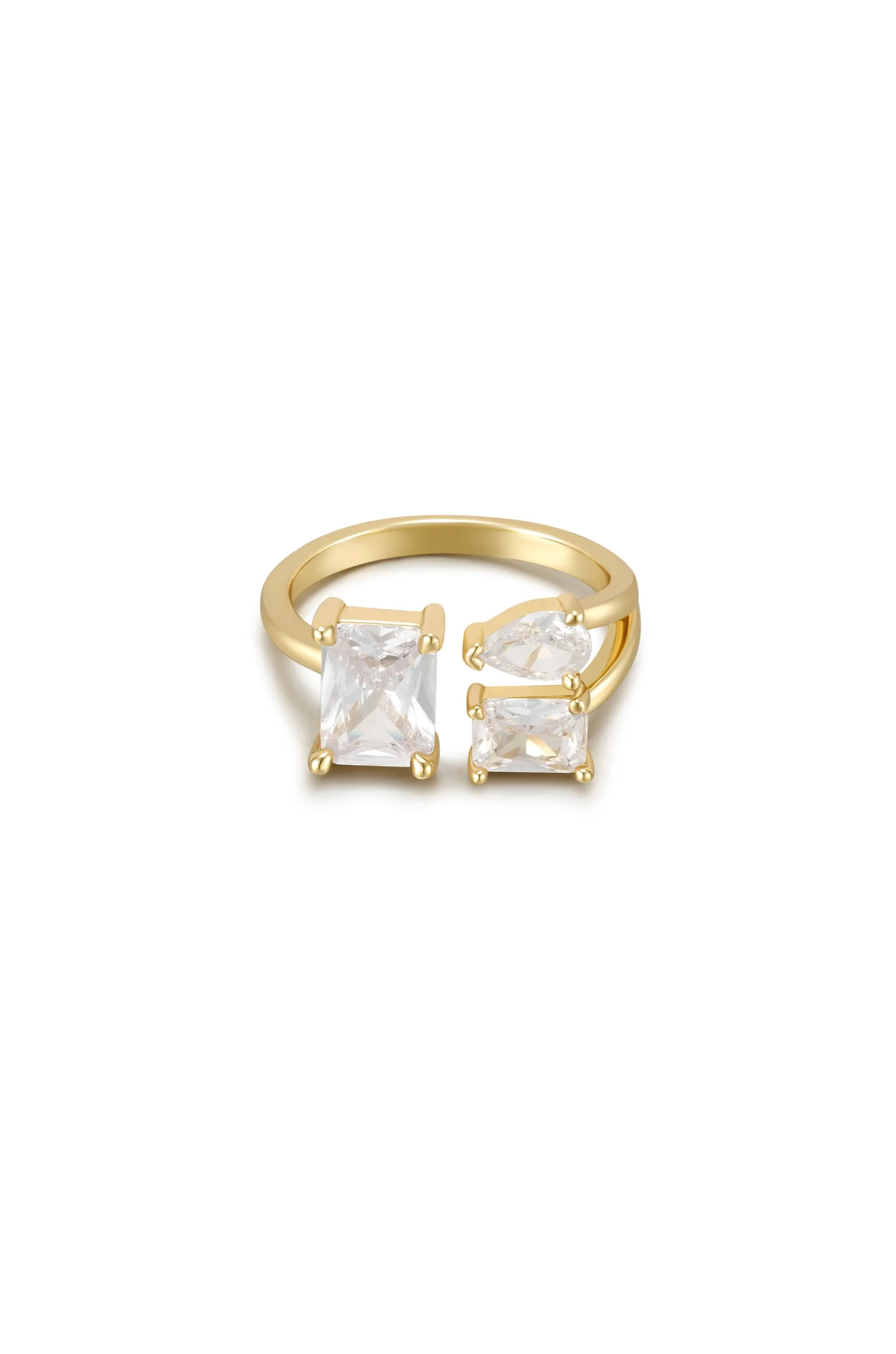 Together Crystal 18k Gold Plated Adjustable Ring