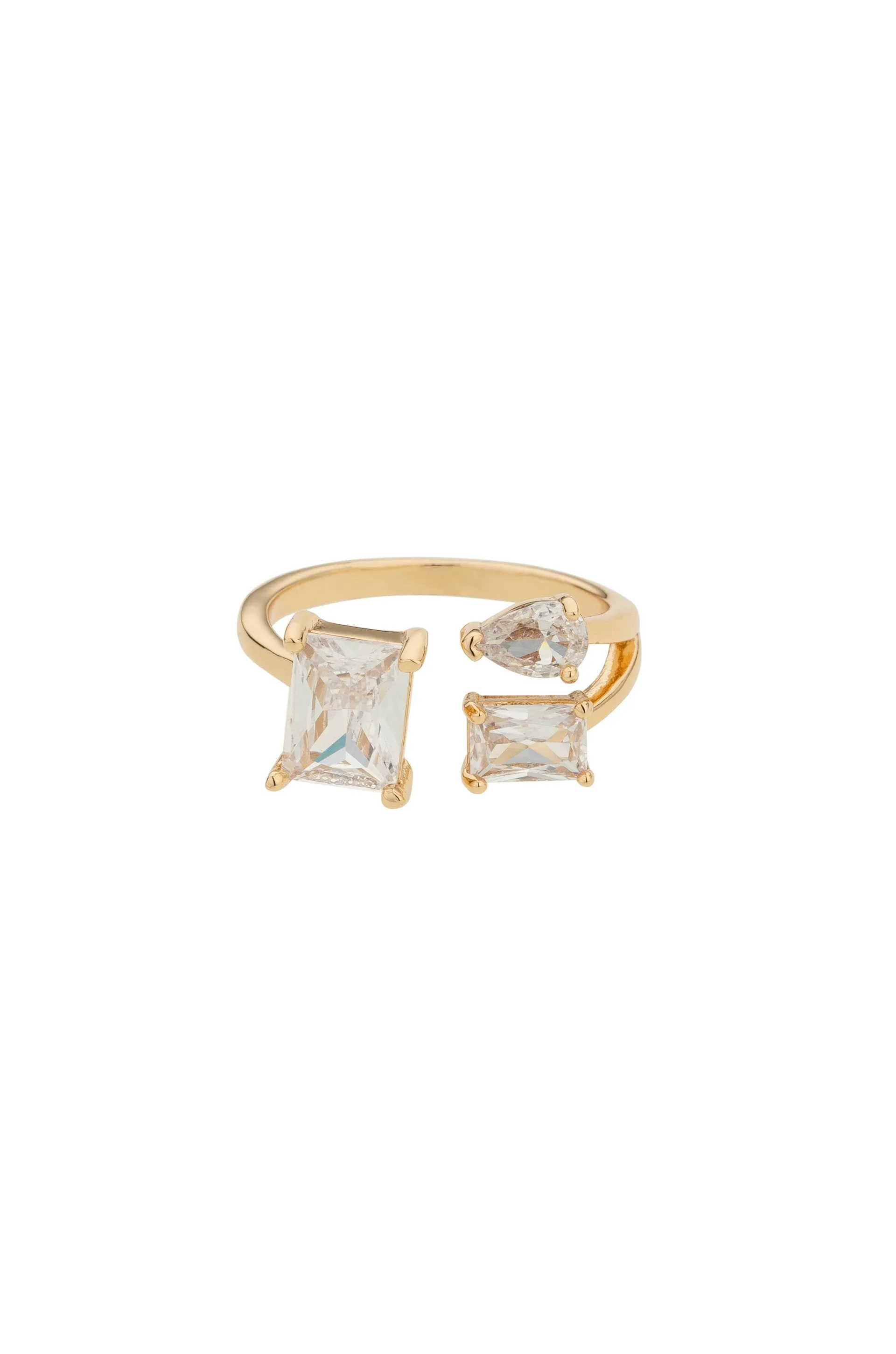 Together Crystal 18k Gold Plated Adjustable Ring