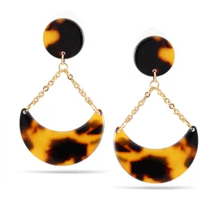 TORTOISE SHELL ACETATE RESIN GOLD POST EARRINGS #SWKK-11234GTORT (OE19)