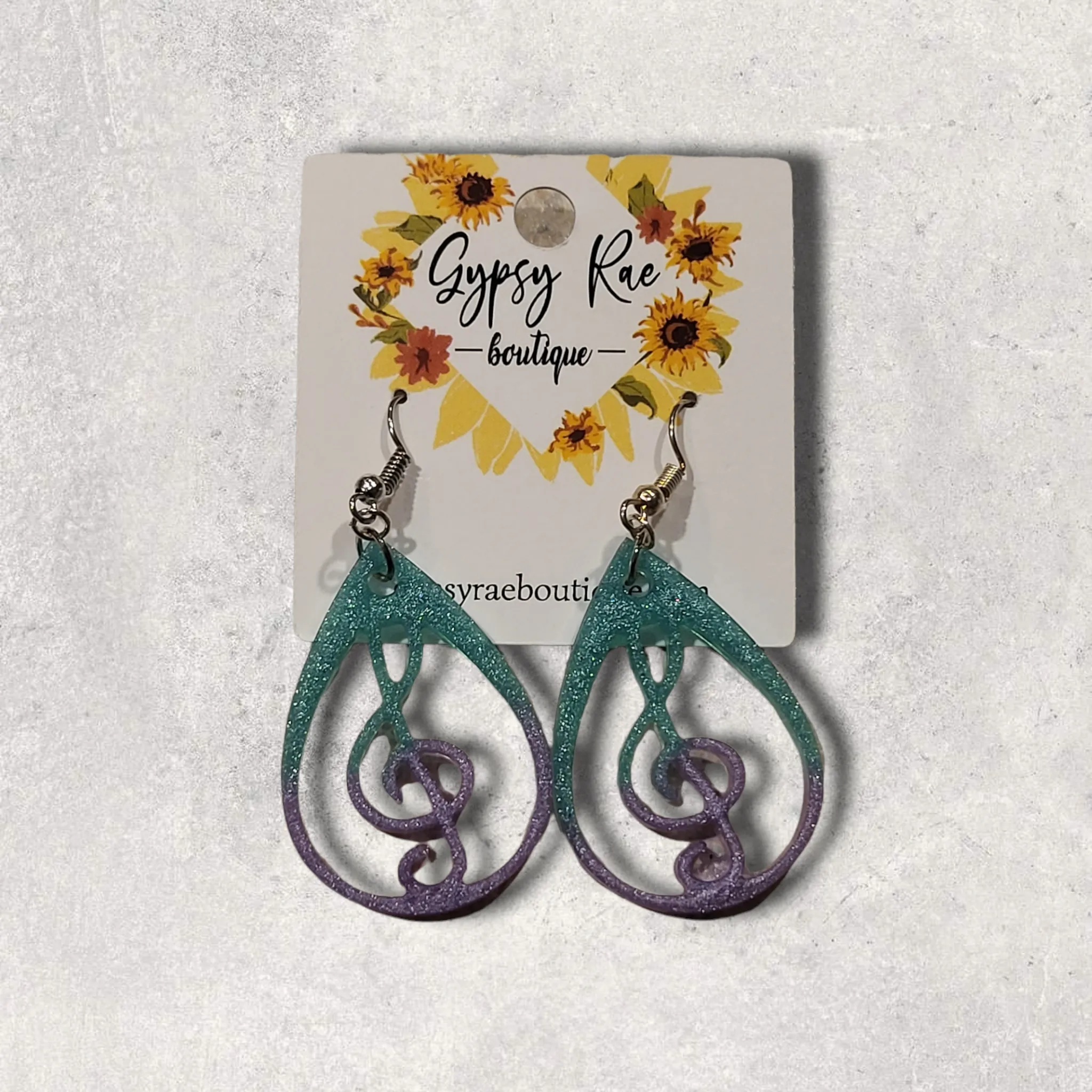 Treble Clef Resin Earrings