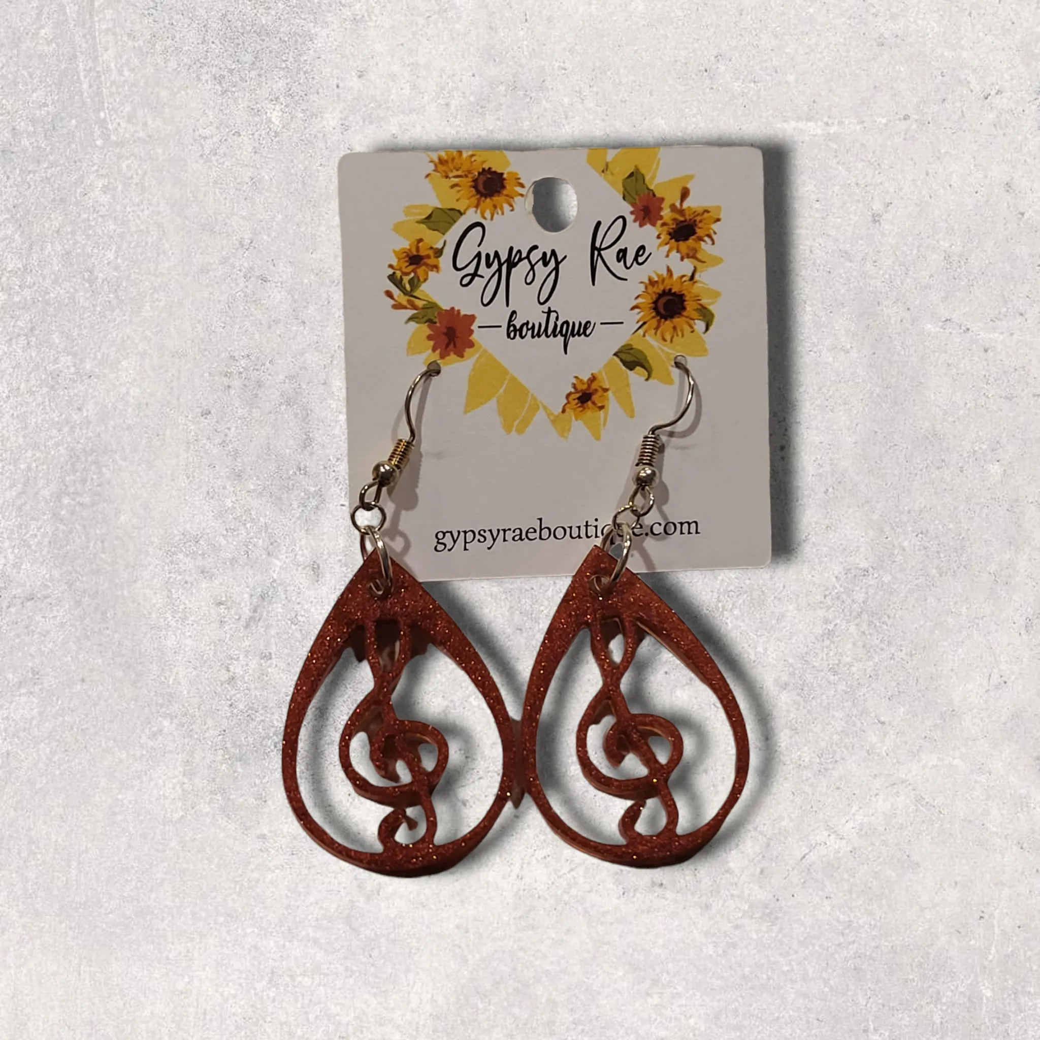 Treble Clef Resin Earrings