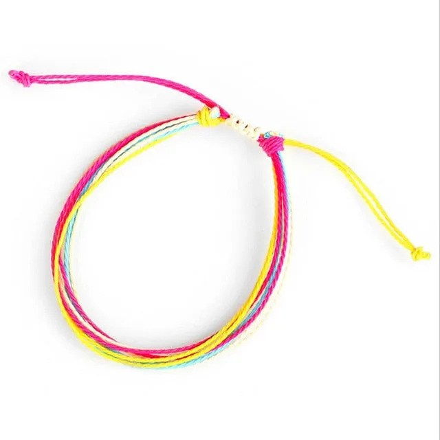 Trendy Kpop Multi Layer Colorful Weave Woven Rope Wax String Bracelets Summer Gift For Women Girls Jewelry Dropshipping