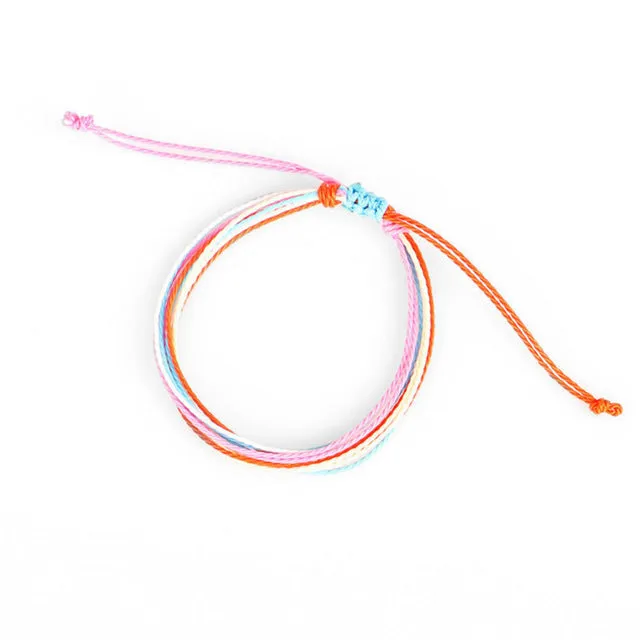 Trendy Kpop Multi Layer Colorful Weave Woven Rope Wax String Bracelets Summer Gift For Women Girls Jewelry Dropshipping