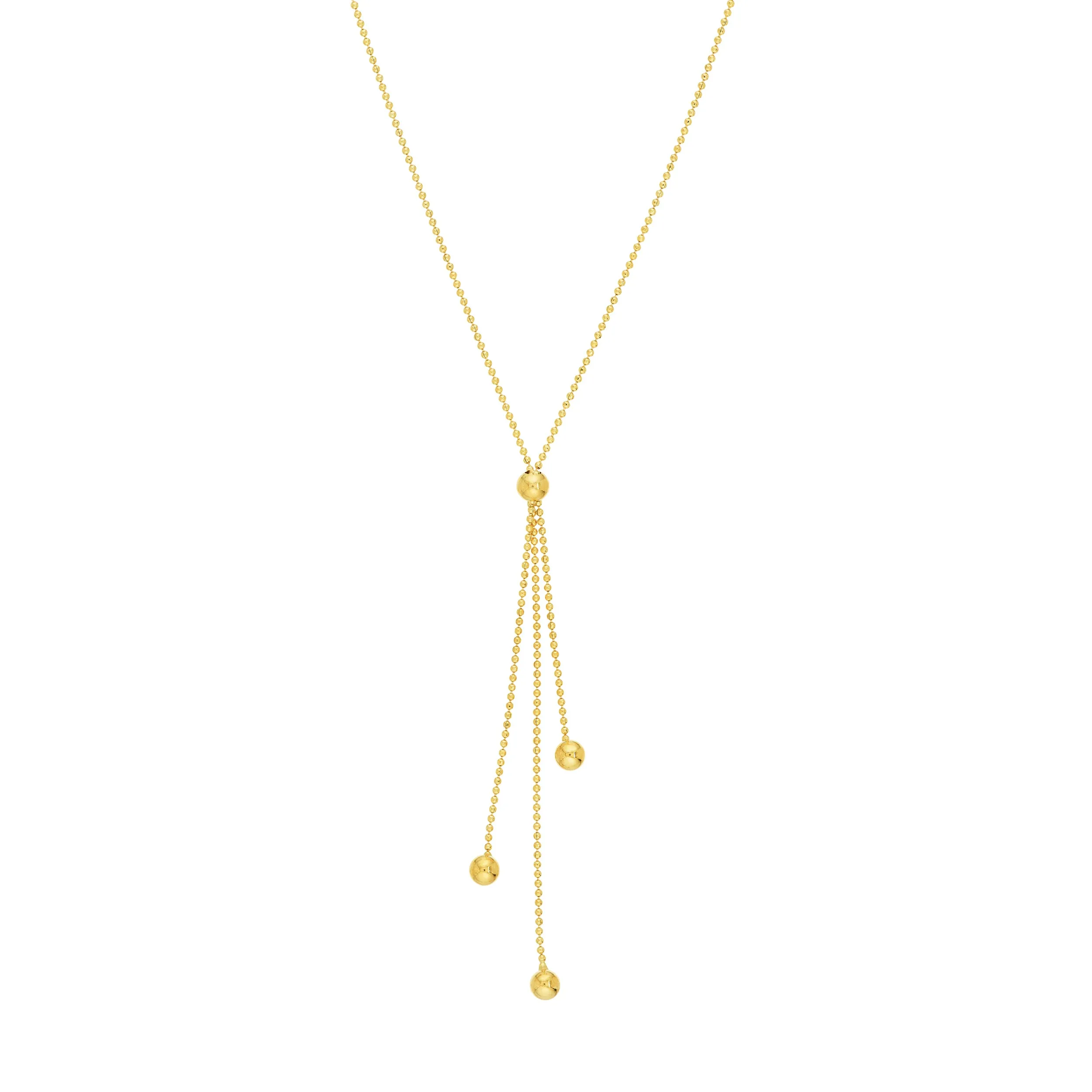 Triple Bead Dangle Lariat Necklace
