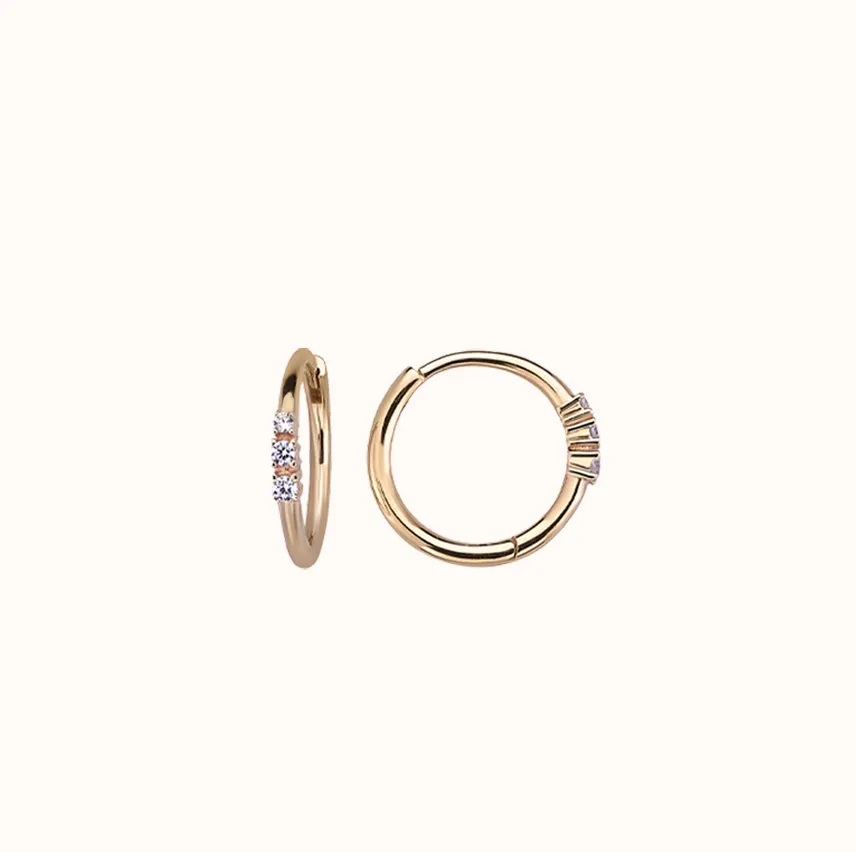 Triple Crystal Small Hoops