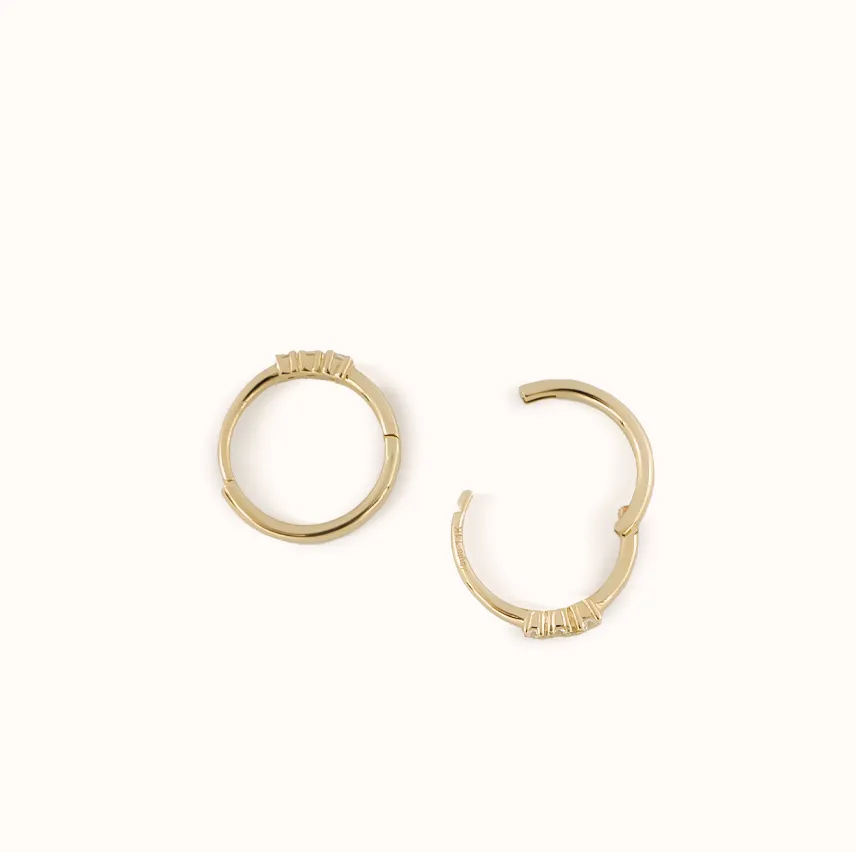 Triple Crystal Small Hoops