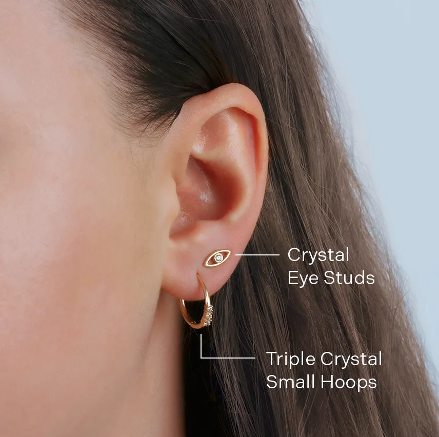 Triple Crystal Small Hoops