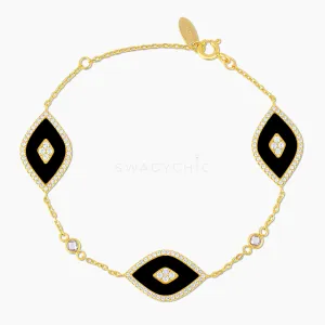 Triple Elevated Eye Black Onyx Bracelet