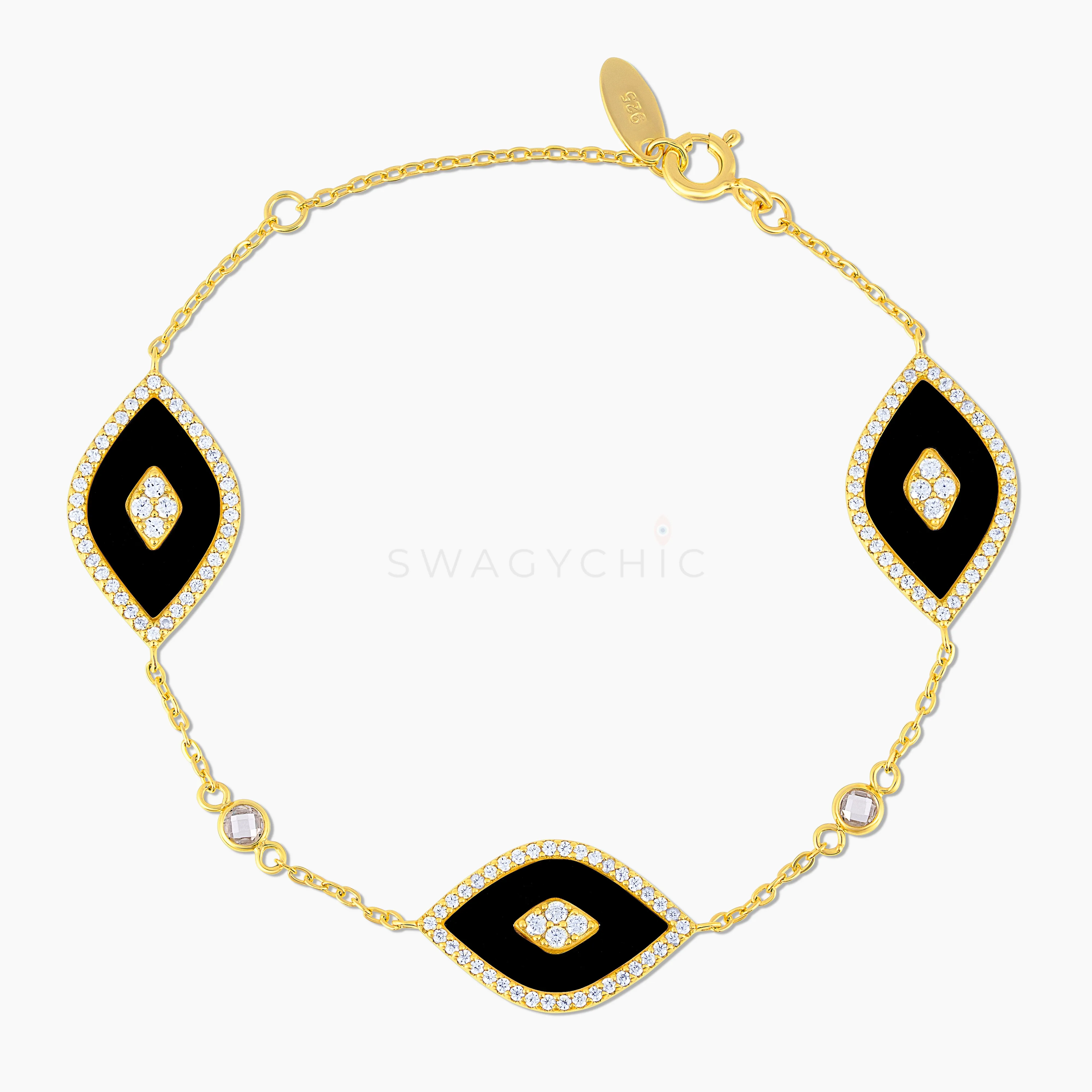 Triple Elevated Eye Black Onyx Bracelet