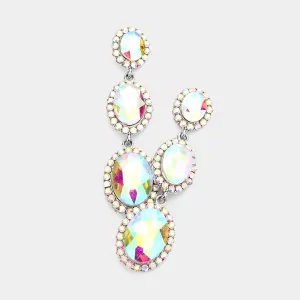 Triple Oval AB Crystal Drop Pageant Earrings | Dangle Earrings |  564867