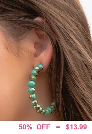 Turquoise & Bronze Crystal Hoop Earrings
