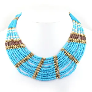 TURQUOISE BEAD BIB NECKLACES #KBI-NL-K1387 (RE16/P SEC)