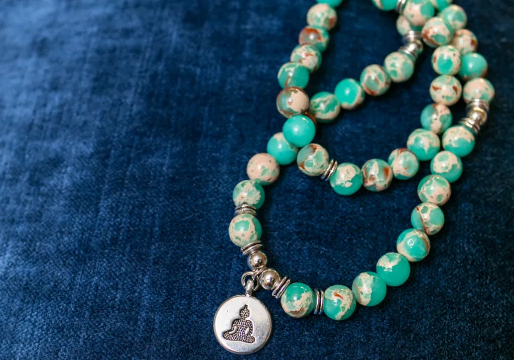 Turquoise Mala Bead Necklace
