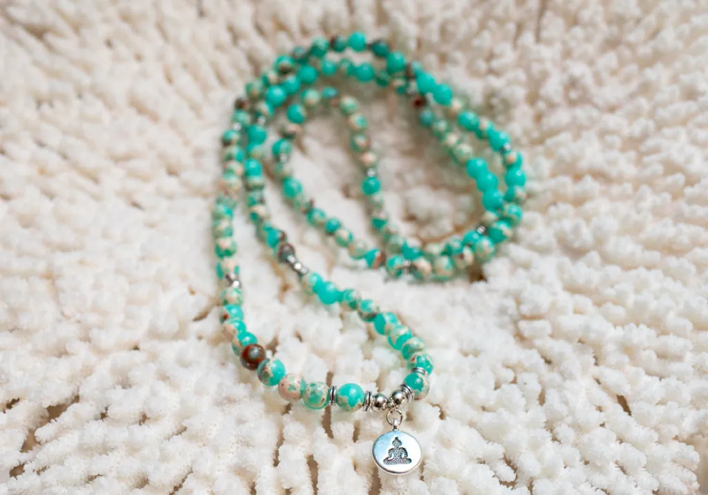 Turquoise Mala Bead Necklace