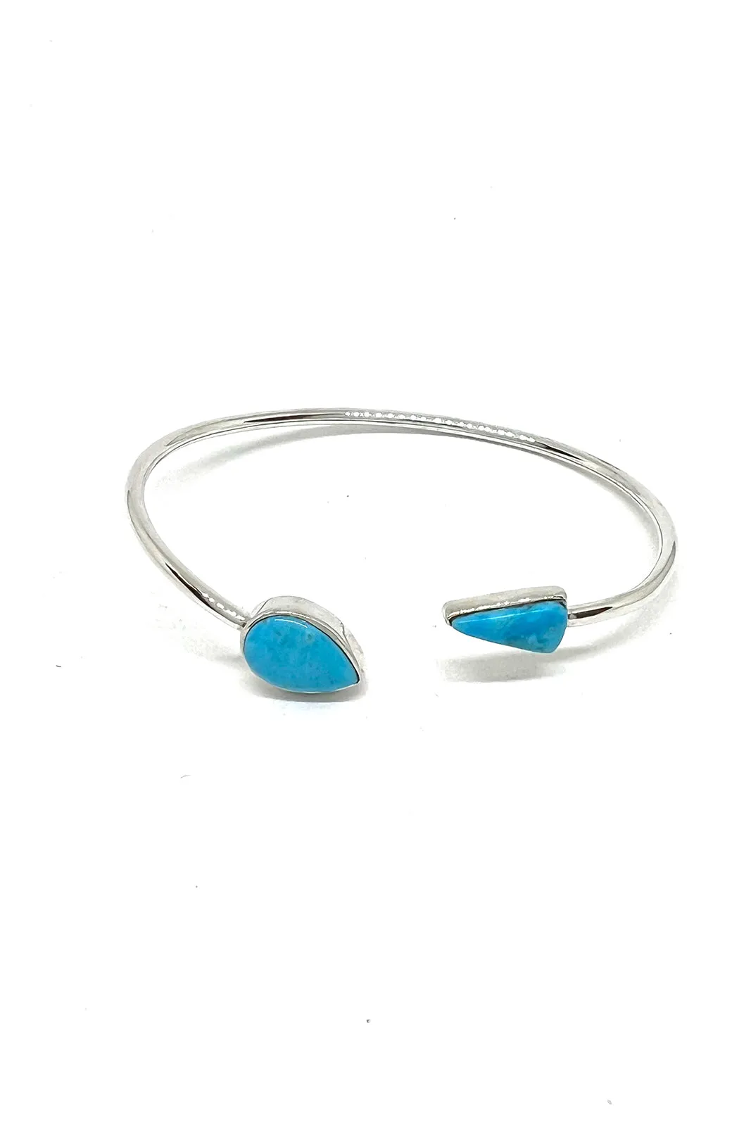 Turquoise Sterling Silver Split Bracelet/ Triangle and Teardrop