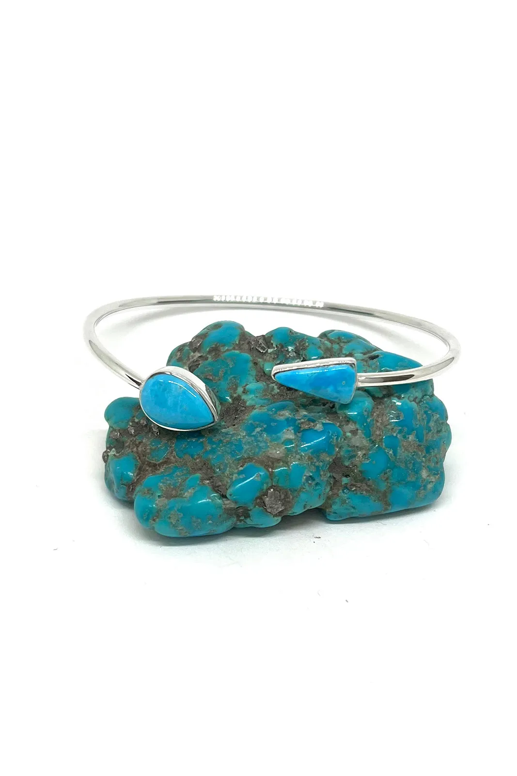 Turquoise Sterling Silver Split Bracelet/ Triangle and Teardrop