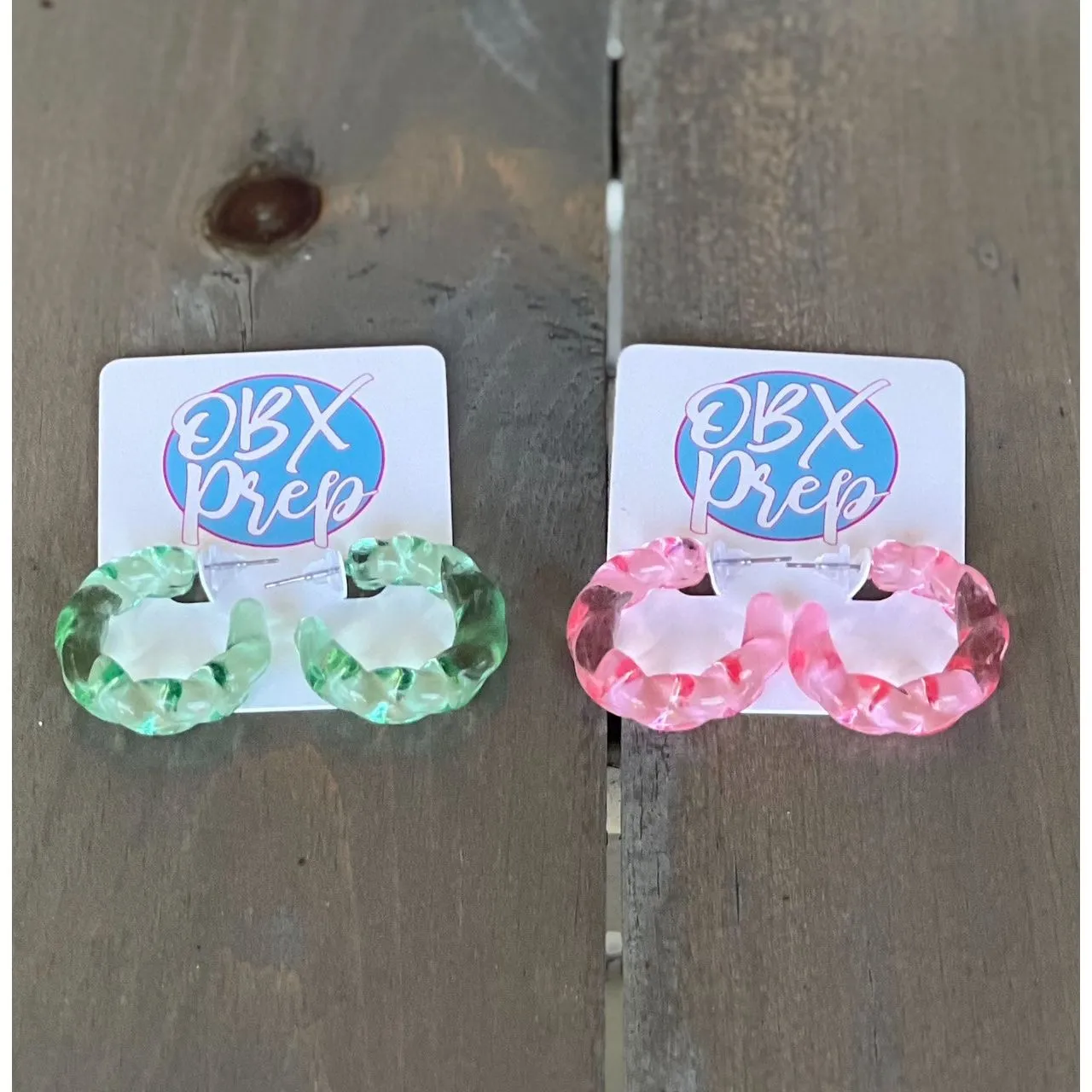 Twist Color Resin Hoop Acrylic Earrings