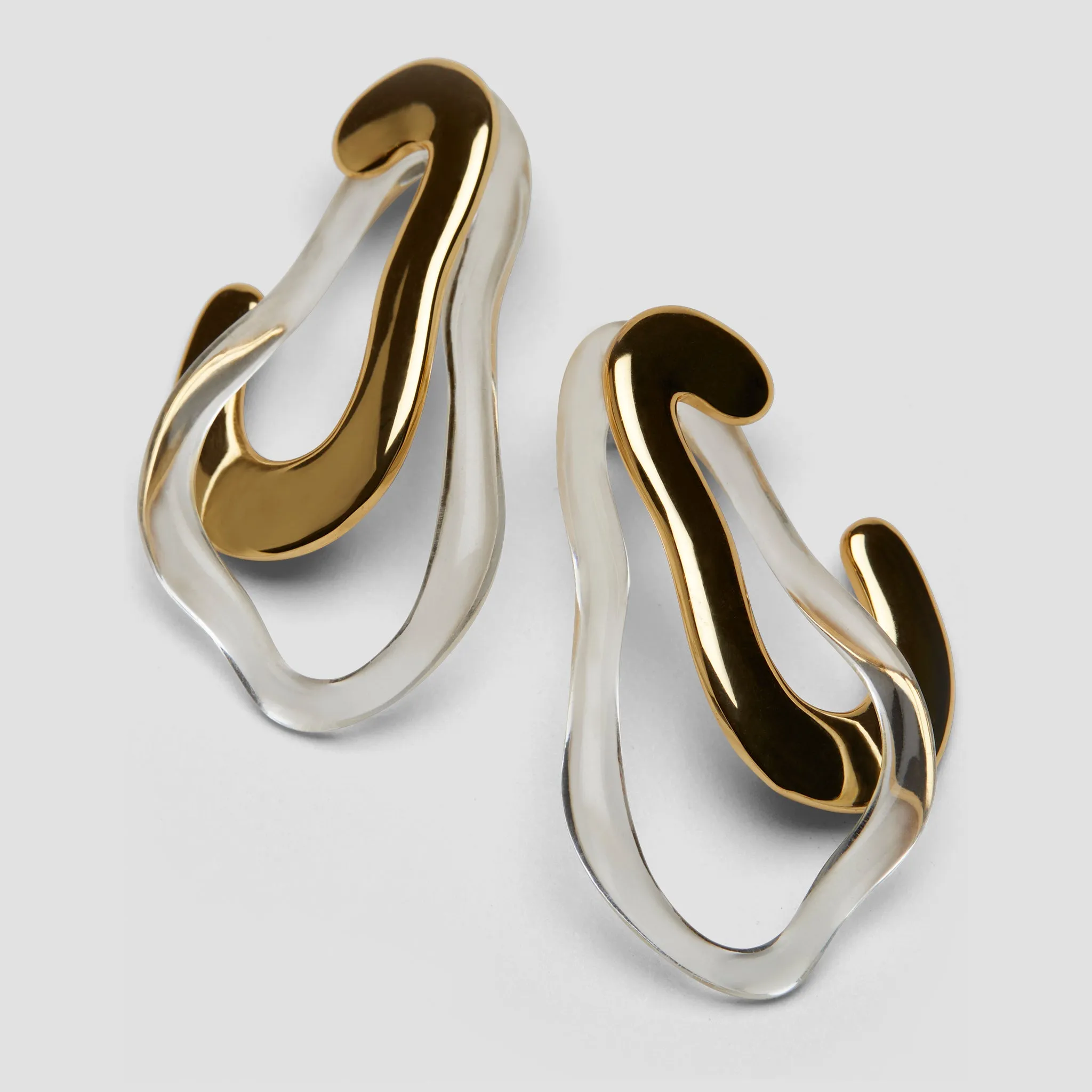 Twisted Abstract Gold Resin Earrings