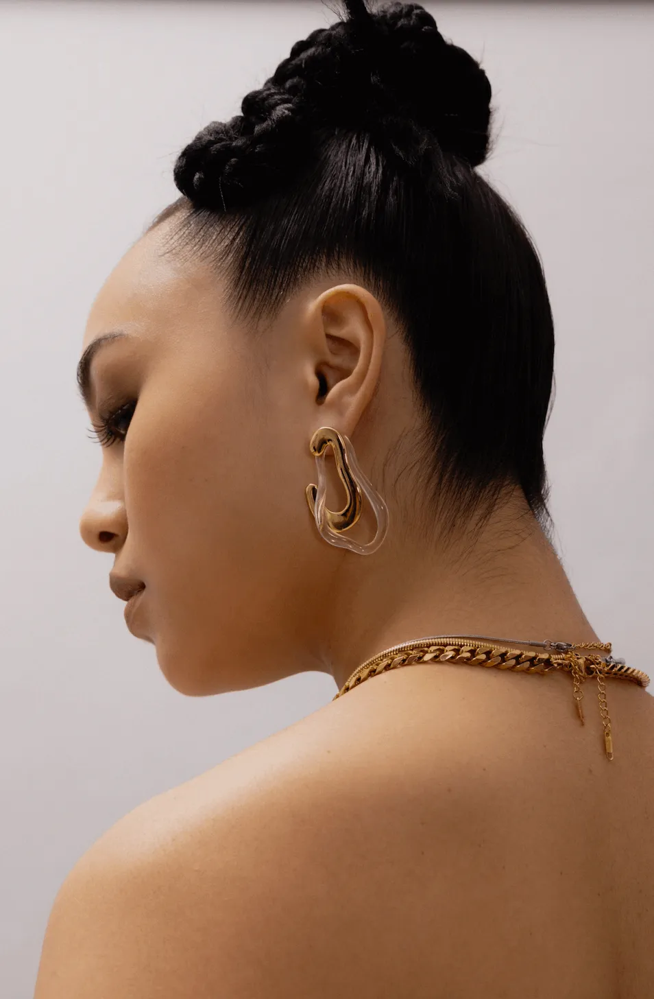 Twisted Abstract Gold Resin Earrings