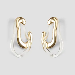 Twisted Abstract Gold Resin Earrings