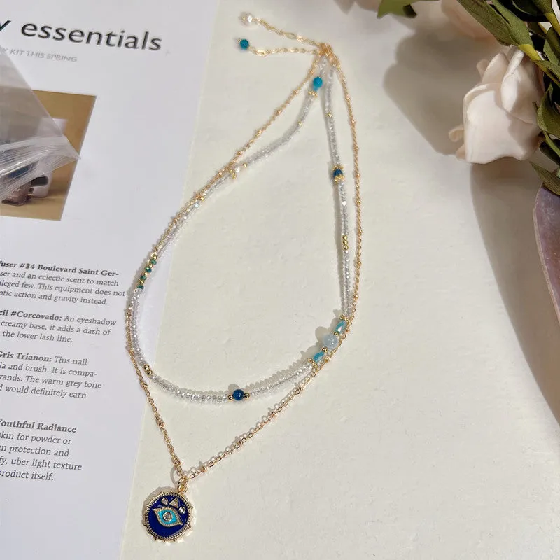 Two Stacked Necklaces With Natural Crystals