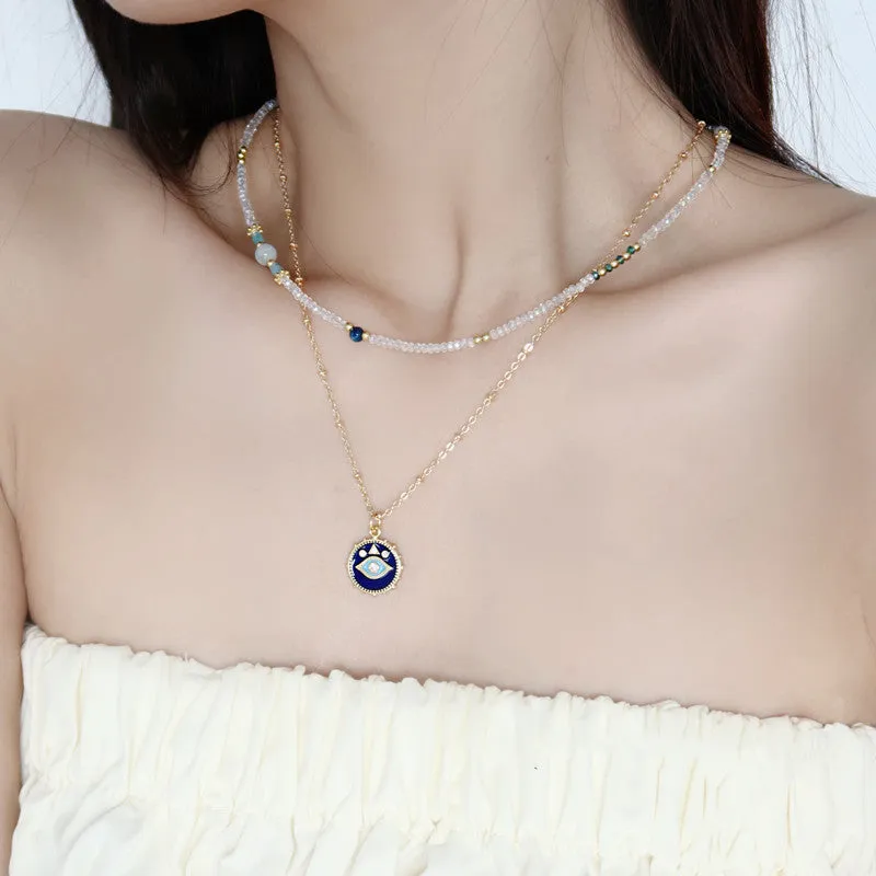 Two Stacked Necklaces With Natural Crystals