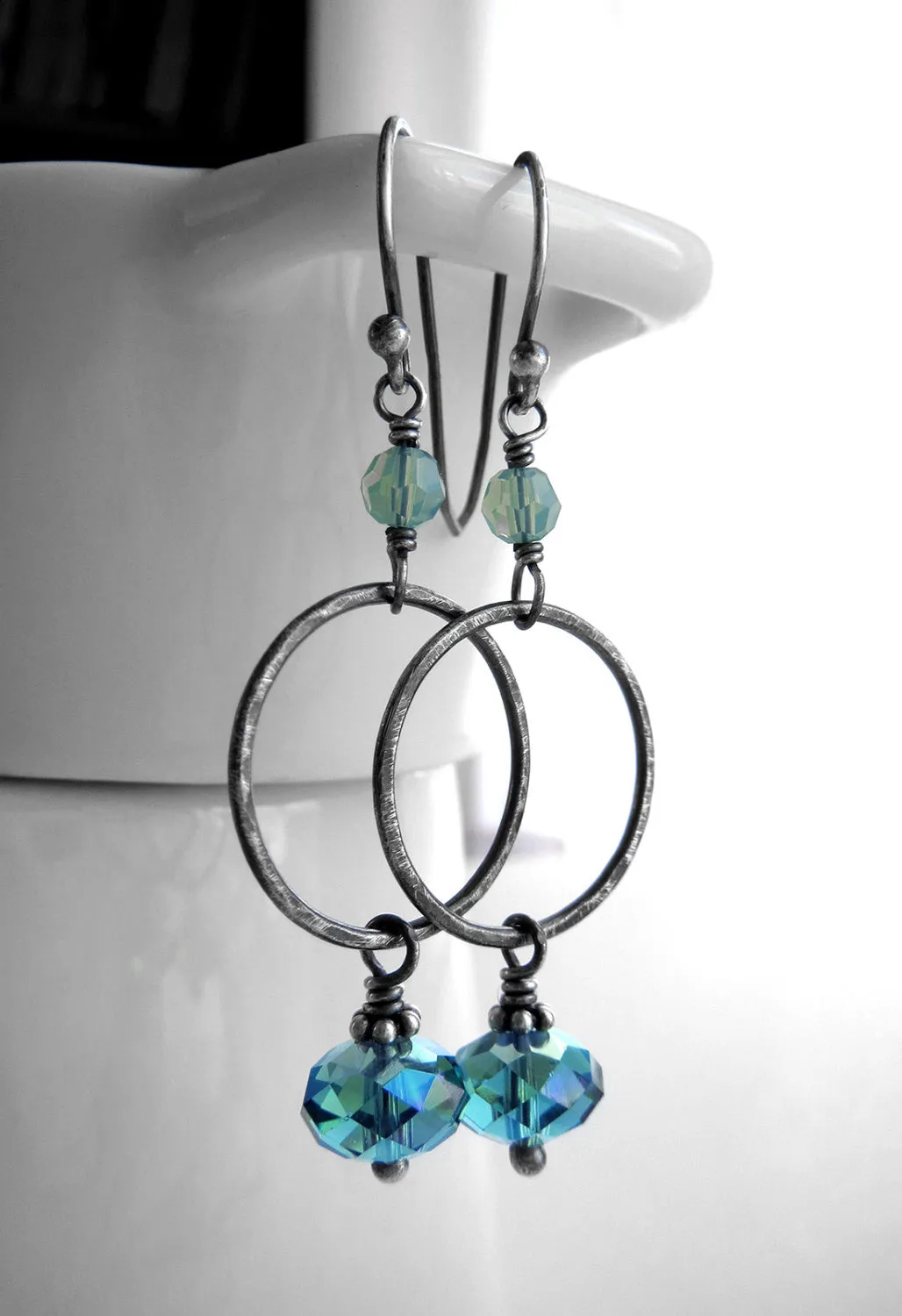 UNION - Aqua Crystal Circle Hoop Earrings