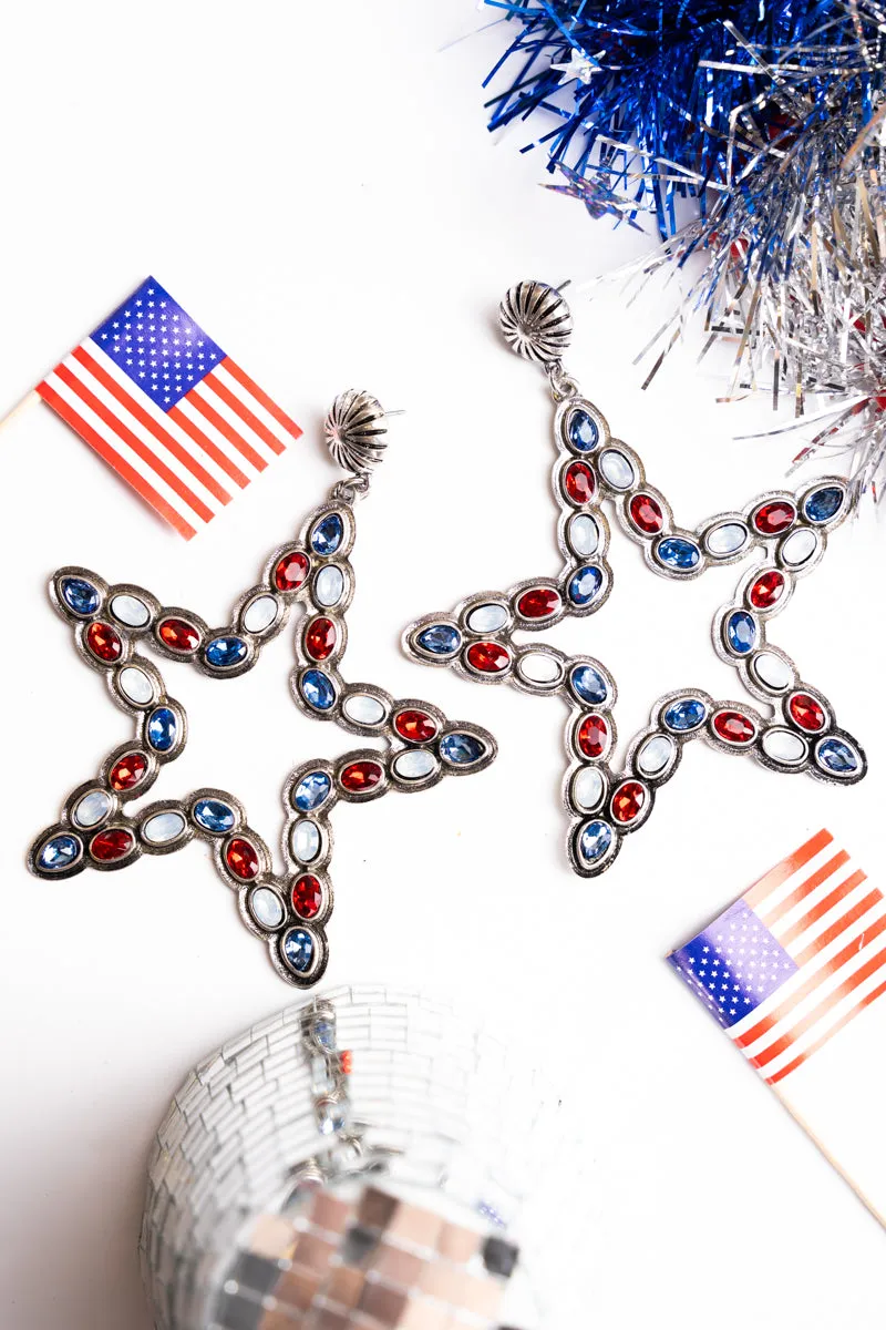 USA Crystal Star Earrings