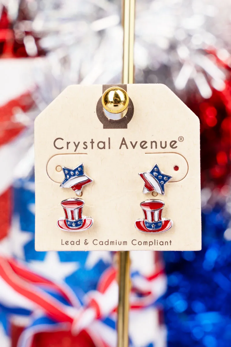 USA Post Silvertone Earrings 2 Pair Set