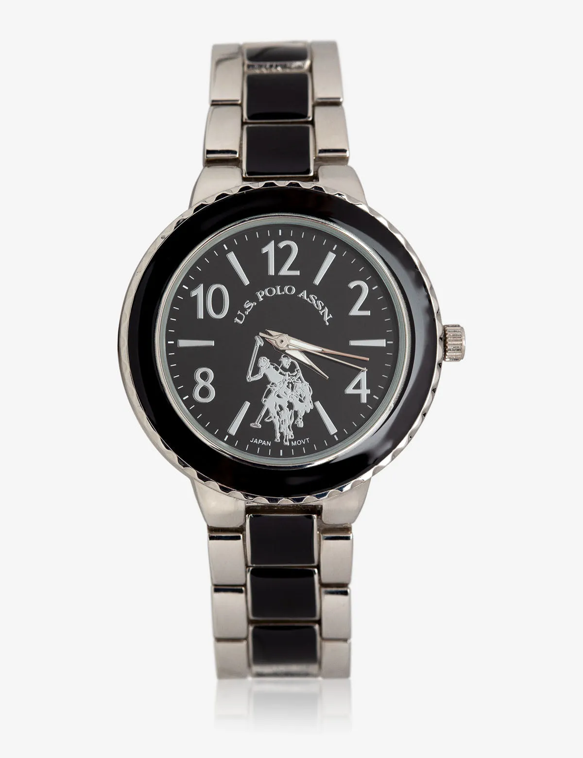 USPA WOMEN'S BLACK & SILVER TONE WATCH