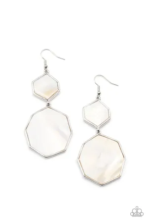 Vacation Glow White Paparazzi Earrings