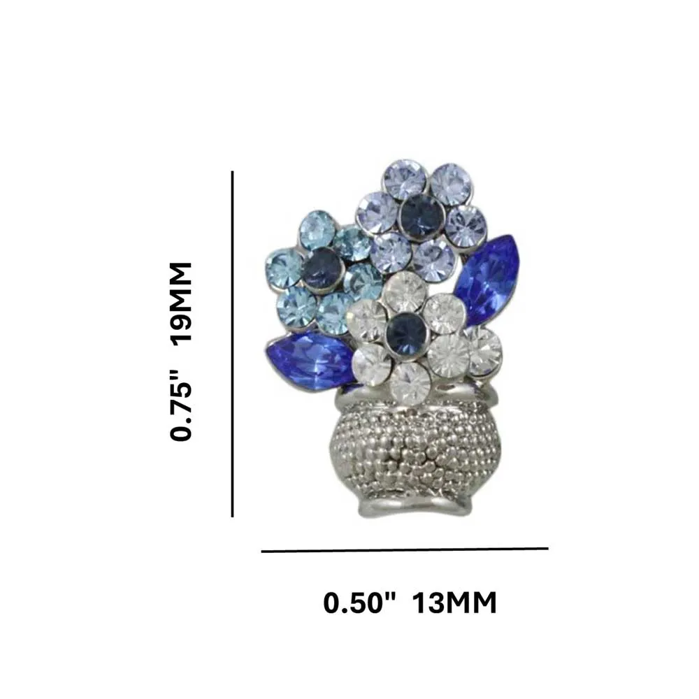 Vase with Blue Crystal Daisies Pierced Earring - REC614A