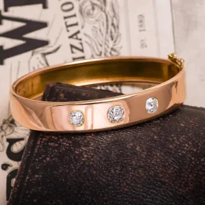 Victorian Old Mine Cut Diamond Trilogy Bangle
