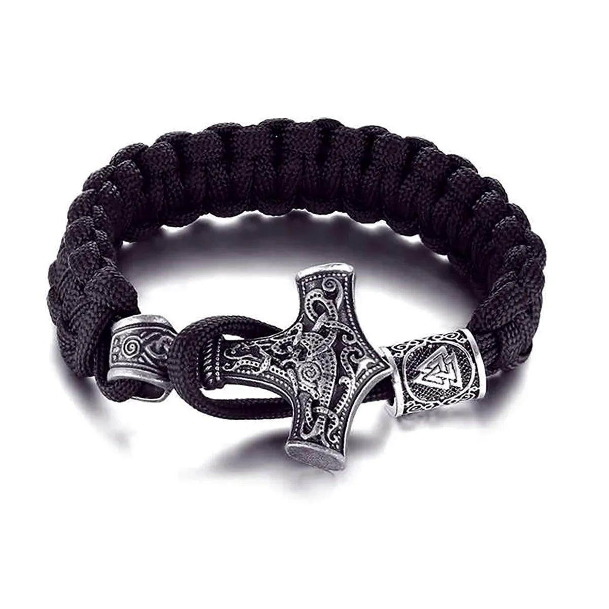 Viking - Men's Vintage Thor Hammer Viking Mjolnir Rope Bracelets, Retro Norse Mythology Runes Amulet Wristband Jewelry