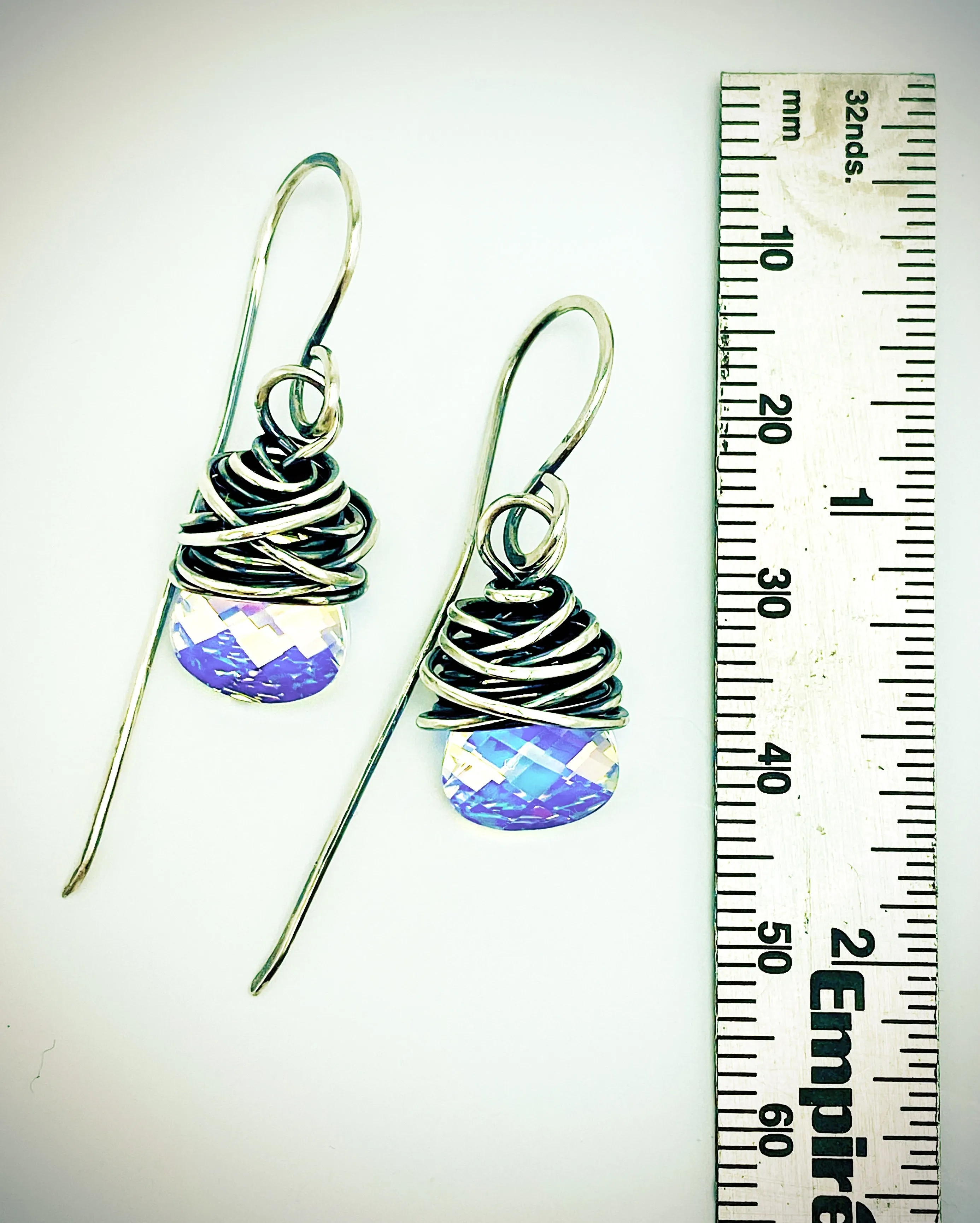 Vintage Aurora Borealis Crystal & Sterling Silver Earrings