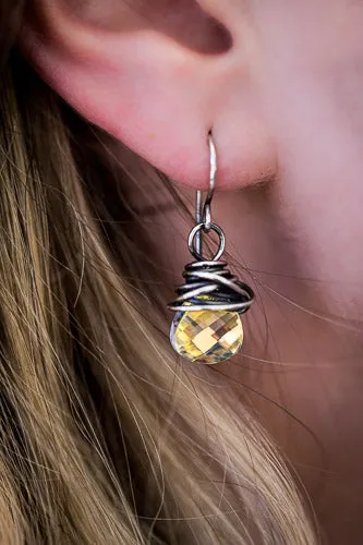 Vintage Aurora Borealis Crystal & Sterling Silver Earrings