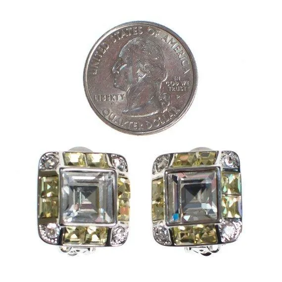 Vintage Joan Rivers Yellow Diamond and Diamante Statement Earrings