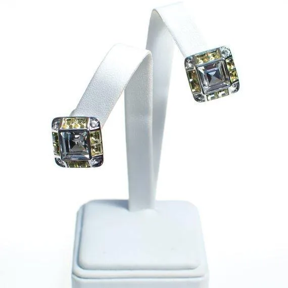 Vintage Joan Rivers Yellow Diamond and Diamante Statement Earrings